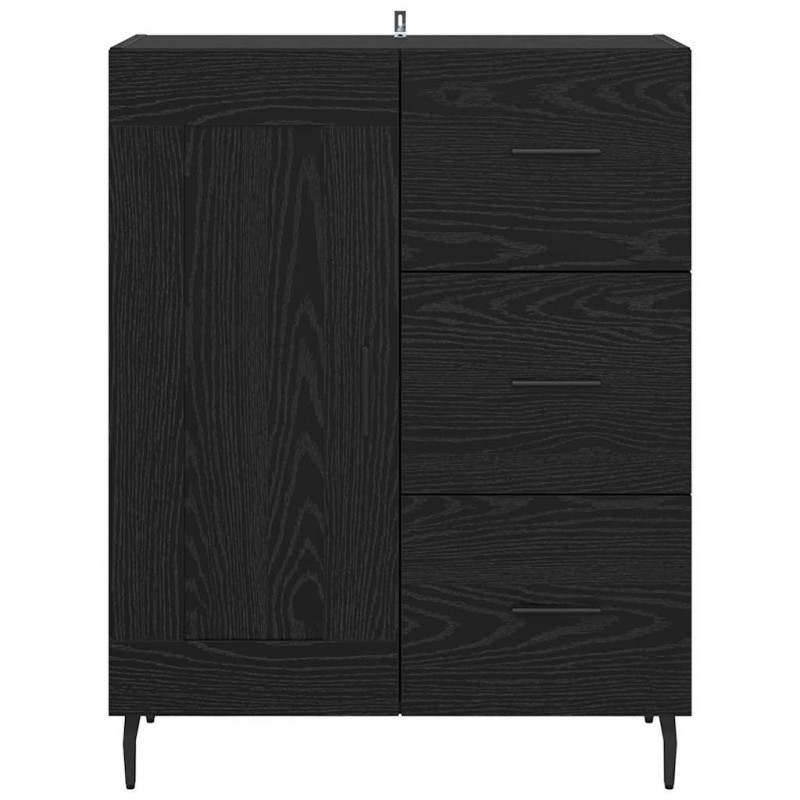Bufet Czarny Dąb 69,5 x 34 x 90 cm Drewno inżynieryjne i żelazo