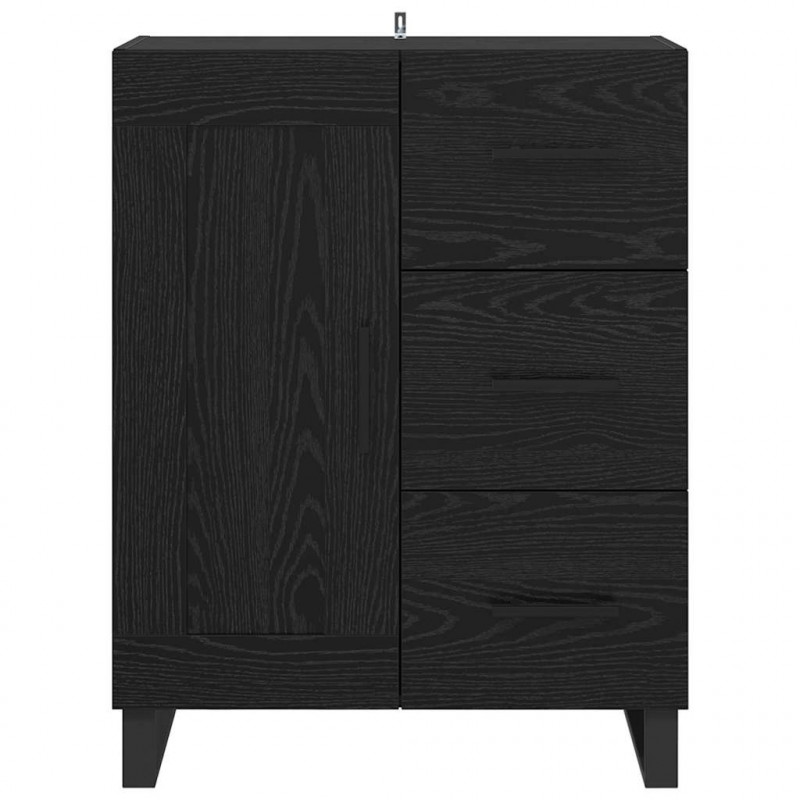 Bufet Czarny Dąb 69,5 x 34 x 90 cm Drewno inżynieryjne i żelazo
