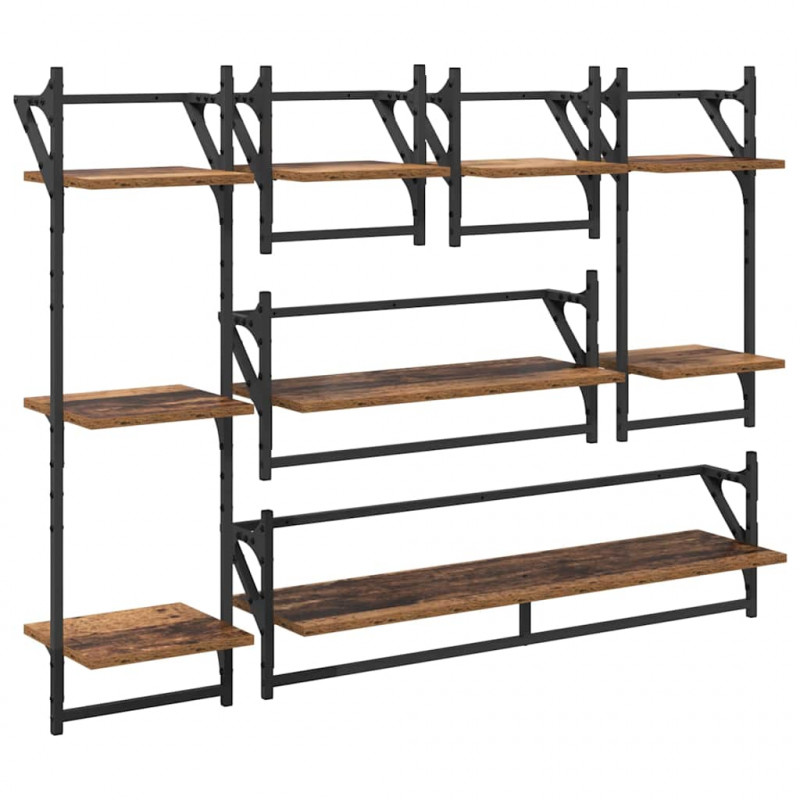Zestaw półek ściennych 6 pcs Stare drewno 100 x 25 x 30 cm