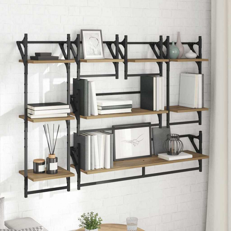 Zestaw półek ściennych 6 pcs Dąb rzemieślniczy 100 x 25 x 30 cm