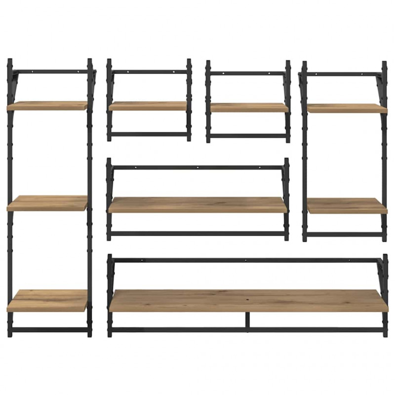 Zestaw półek ściennych 6 pcs Dąb rzemieślniczy 100 x 25 x 30 cm