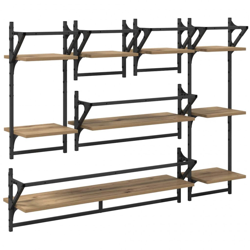 Zestaw półek ściennych 6 pcs Dąb rzemieślniczy 100 x 25 x 30 cm