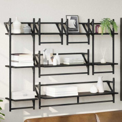 Zestaw półek ściennych 6 pcs Czarny Dąb 100 x 25 x 30 cm