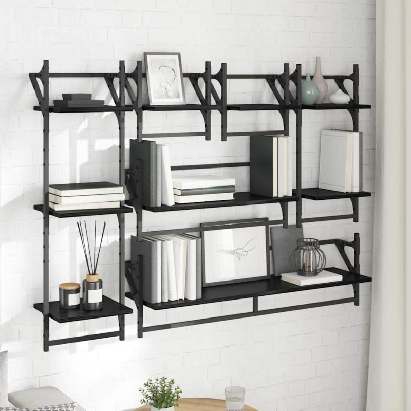 Zestaw półek ściennych 6 pcs Czarny Dąb 100 x 25 x 30 cm