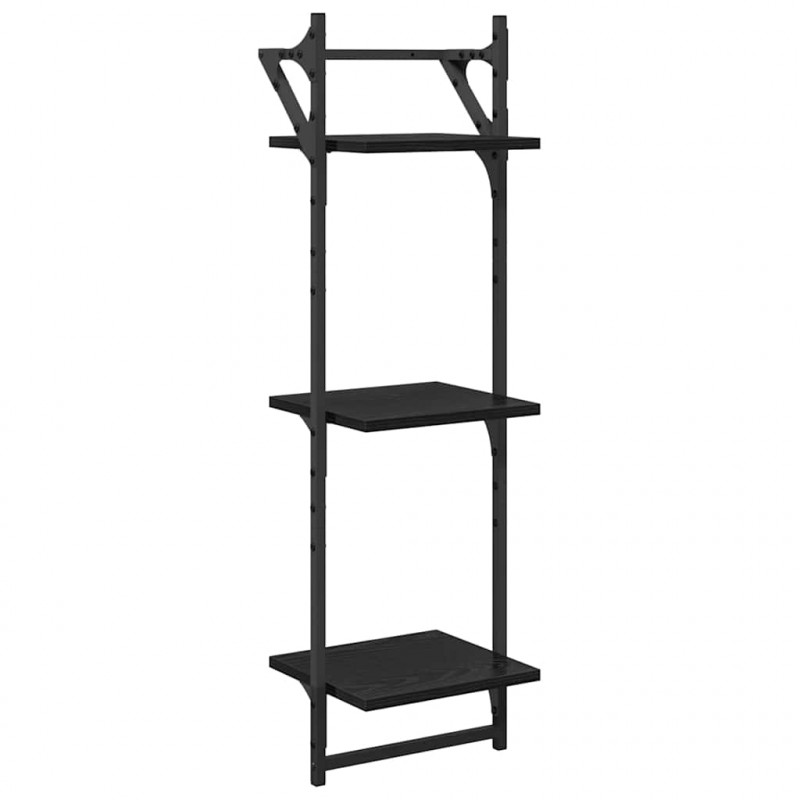 Zestaw półek ściennych 6 pcs Czarny Dąb 100 x 25 x 30 cm