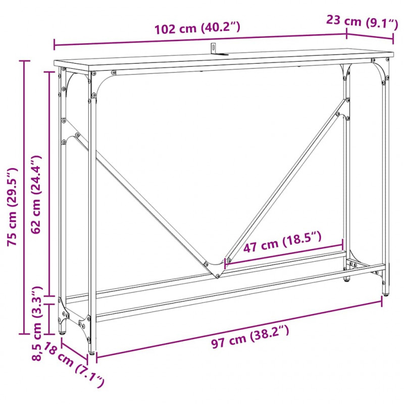 Konsola Stare drewno 102 x 23 x 75 cm Materiał drewnopochodny