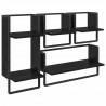 Zestaw półek ściennych z półką 4 pcs Czarny Dąb 65 x 25 x 30 cm