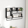 Zestaw półek ściennych z półką 4 pcs Czarny Dąb 65 x 25 x 30 cm