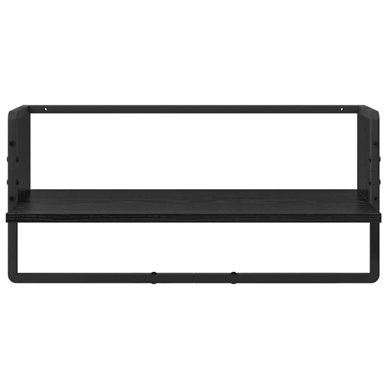 Zestaw półek ściennych z półką 4 pcs Czarny Dąb 65 x 25 x 30 cm