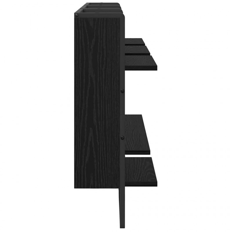 Zestaw półek ściennych z półką 4 pcs Czarny Dąb 65 x 25 x 30 cm