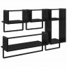 Zestaw półek ściennych z półką 4 pcs Czarny Dąb 65 x 25 x 30 cm