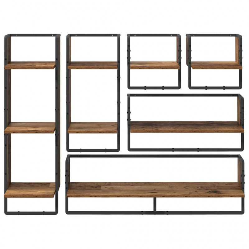 Zestaw półek ściennych 6 pcs Stare drewno 100 x 25 x 30 cm