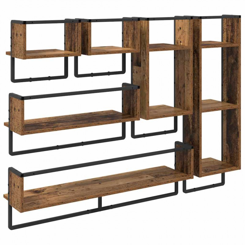 Zestaw półek ściennych 6 pcs Stare drewno 100 x 25 x 30 cm