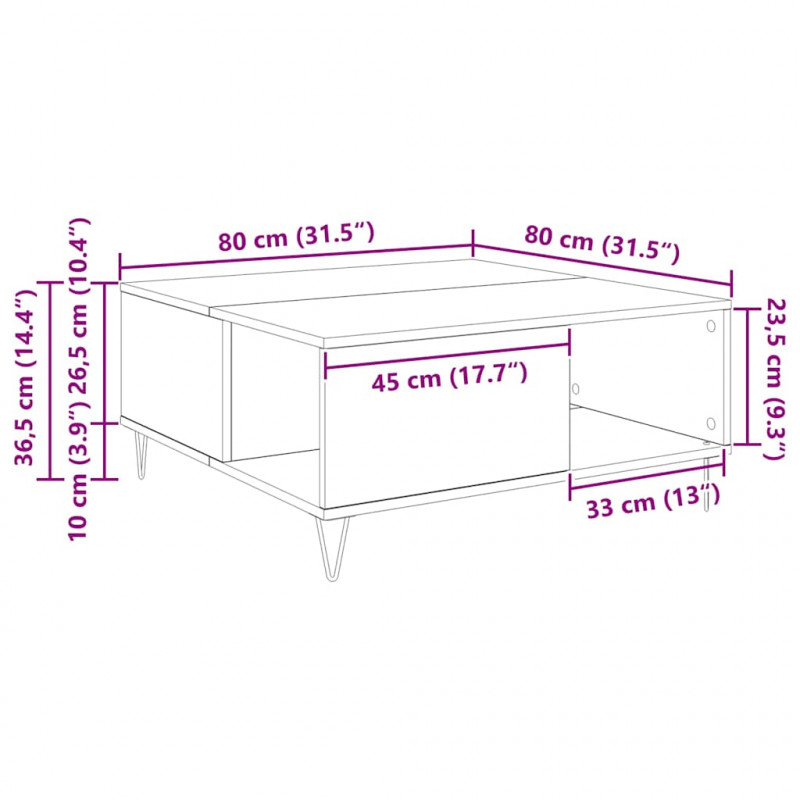 Stolik kawowy Stare drewno 80 x 80 x 36,5 cm