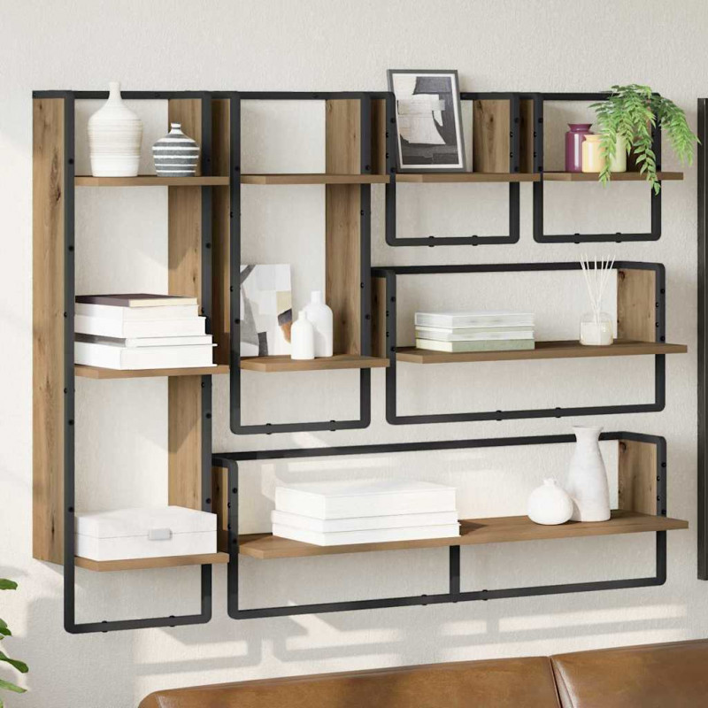 Zestaw półek ściennych 6 pcs Dąb rzemieślniczy 100 x 25 x 30 cm