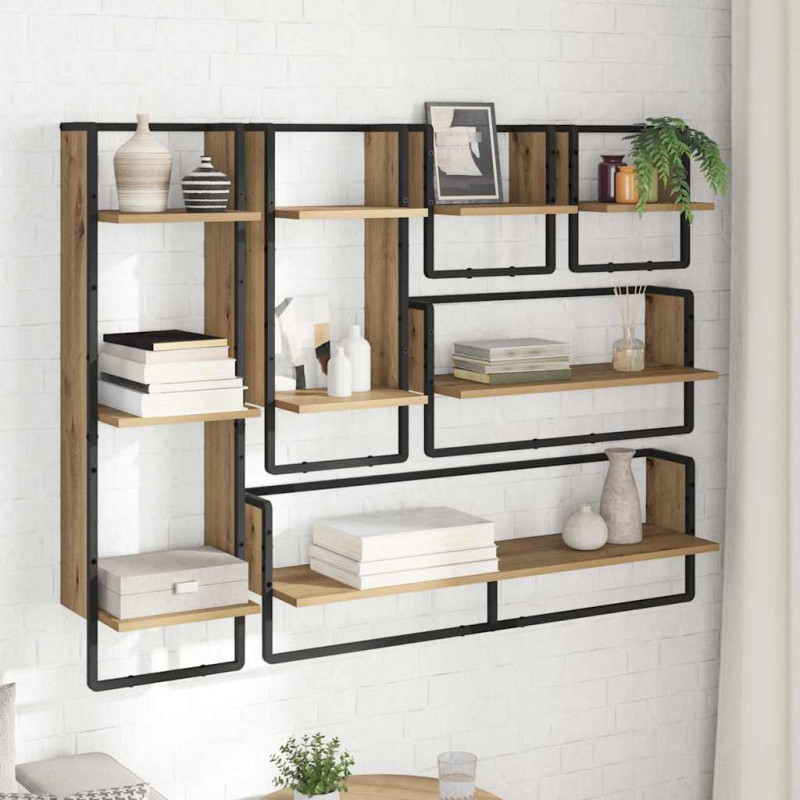 Zestaw półek ściennych 6 pcs Dąb rzemieślniczy 100 x 25 x 30 cm