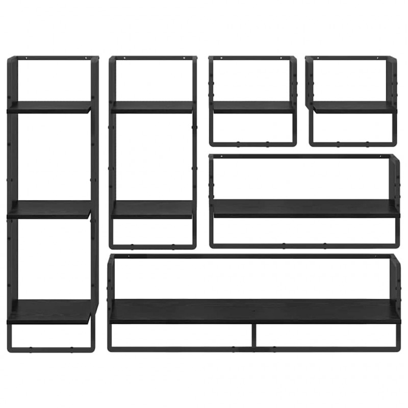 Zestaw półek ściennych 6 pcs Czarny Dąb 100 x 25 x 30 cm