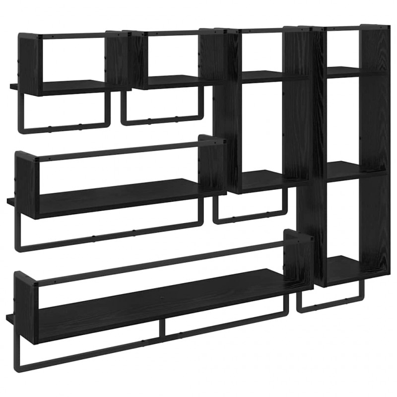 Zestaw półek ściennych 6 pcs Czarny Dąb 100 x 25 x 30 cm