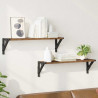 Półki ścienne z półką 2 pcs Stare drewno 60 x 15 x 15,5 cm