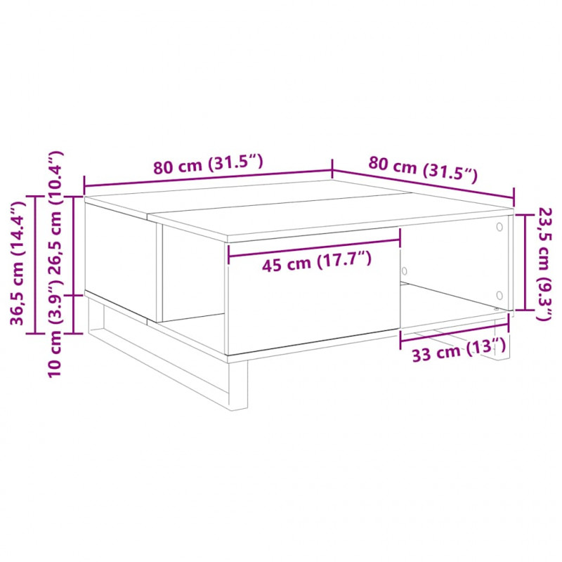 Stolik kawowy Czarny Dąb 80 x 80 x 36,5 cm