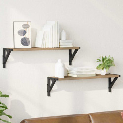 Półki ścienne z półką 2 pcs Dąb rzemieślniczy 60 x 15 x 15,5 cm