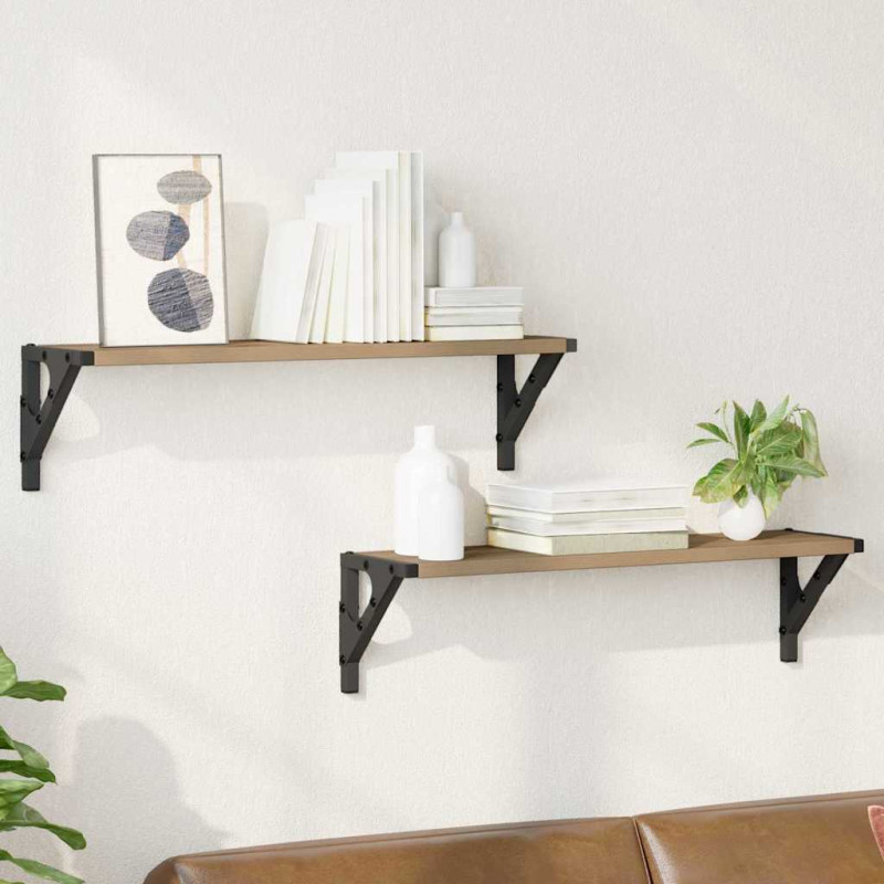 Półki ścienne z półką 2 pcs Dąb rzemieślniczy 60 x 15 x 15,5 cm