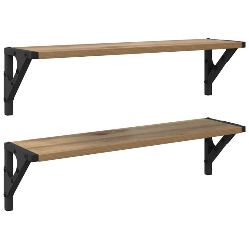 Półki ścienne z półką 2 pcs Dąb rzemieślniczy 60 x 15 x 15,5 cm