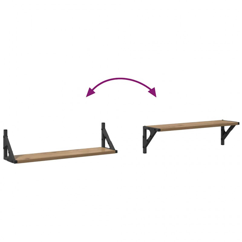 Półki ścienne z półką 2 pcs Dąb rzemieślniczy 60 x 15 x 15,5 cm