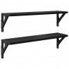 Półki ścienne z półką 2 pcs Czarny Dąb 60 x 15 x 15,5 cm