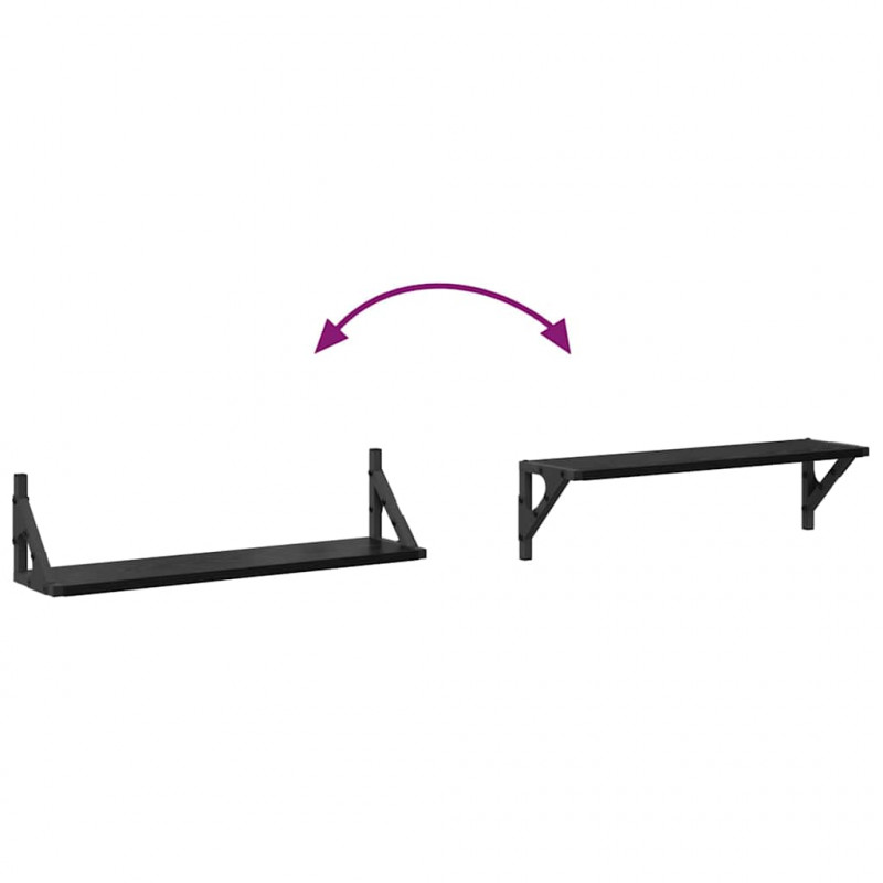 Półki ścienne z półką 2 pcs Czarny Dąb 60 x 15 x 15,5 cm