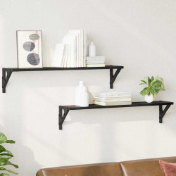 Półki ścienne z półką 2 pcs Czarny Dąb 80 x 15 x 15,5 cm