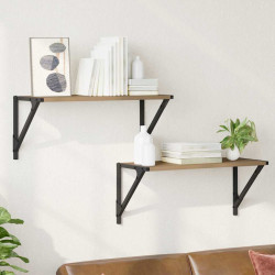 Półki ścienne z półką 2 pcs Dąb rzemieślniczy 60 x 25 x 25,5 cm