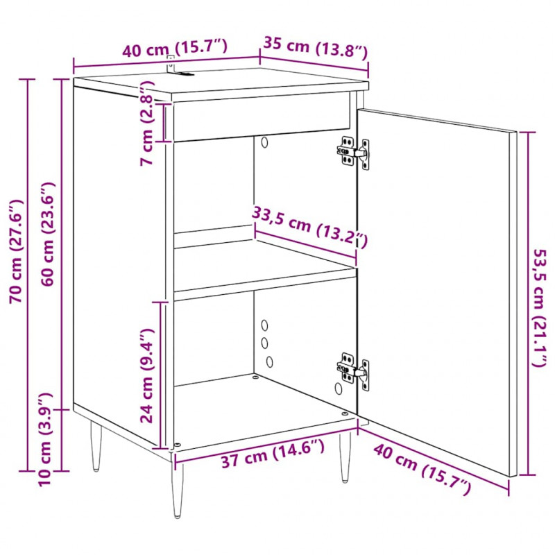 Bufet 2 pcs Dąb rzemieślniczy 40 x 35 x 70 cm