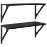 Półki ścienne z półką 2 pcs Czarny Dąb 60 x 25 x 25,5 cm