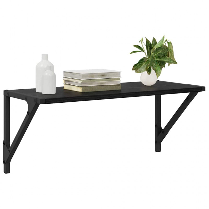 Półki ścienne z półką 2 pcs Czarny Dąb 60 x 25 x 25,5 cm