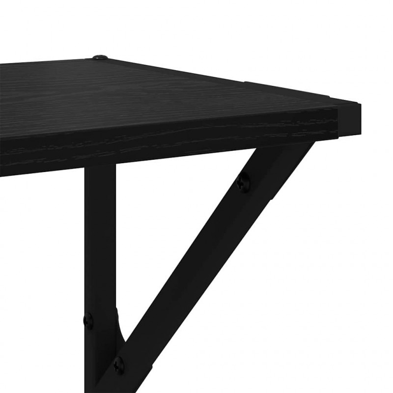 Półki ścienne z półką 2 pcs Czarny Dąb 60 x 25 x 25,5 cm