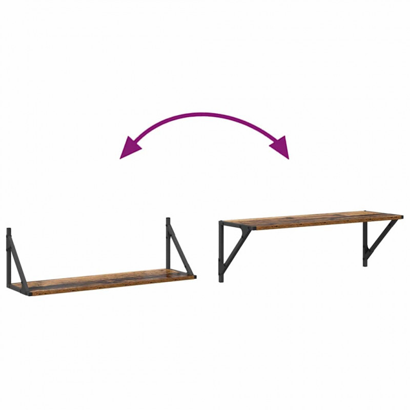 Półki ścienne z półką 2 pcs Stare drewno 80 x 25 x 25,5 cm