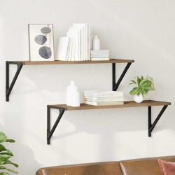 Półki ścienne z półką 2 pcs Dąb rzemieślniczy 80 x 25 x 25,5 cm
