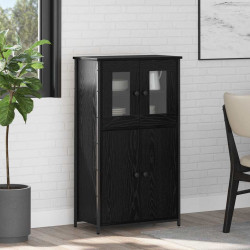 Highboard Czarny Dąb 62 x 32 x 106,5 cm Materiał drewnopochodny