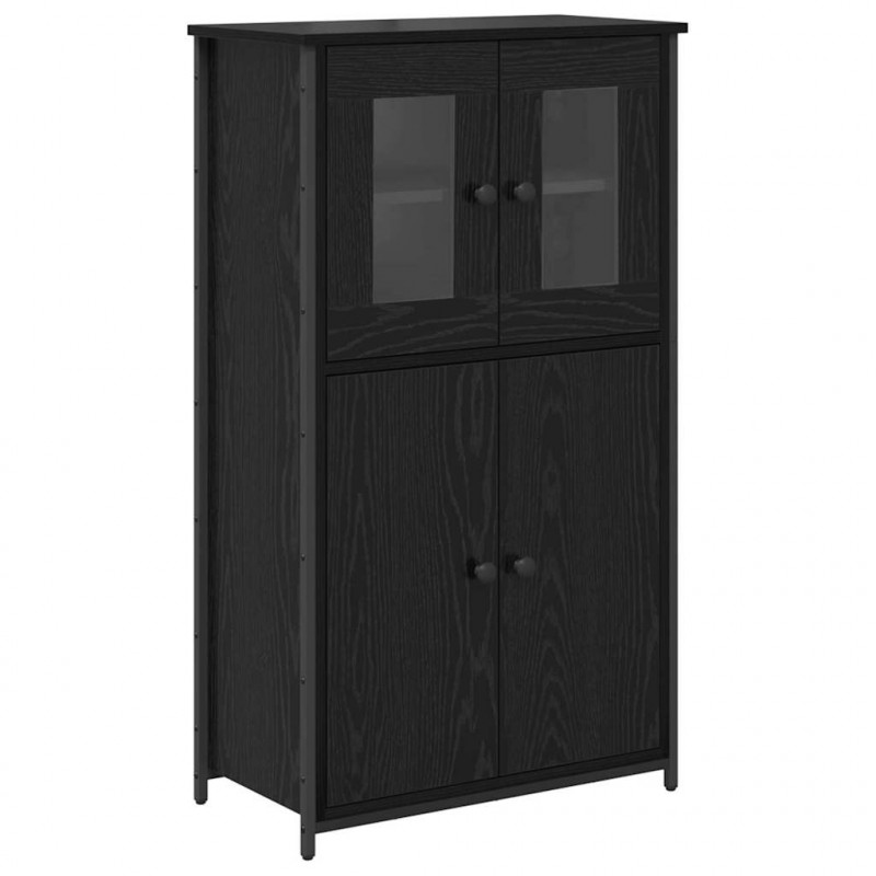 Highboard Czarny Dąb 62 x 32 x 106,5 cm Materiał drewnopochodny