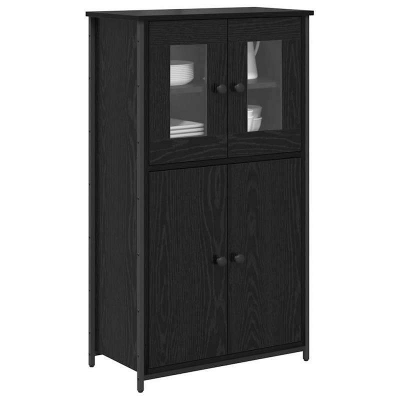 Highboard Czarny Dąb 62 x 32 x 106,5 cm Materiał drewnopochodny