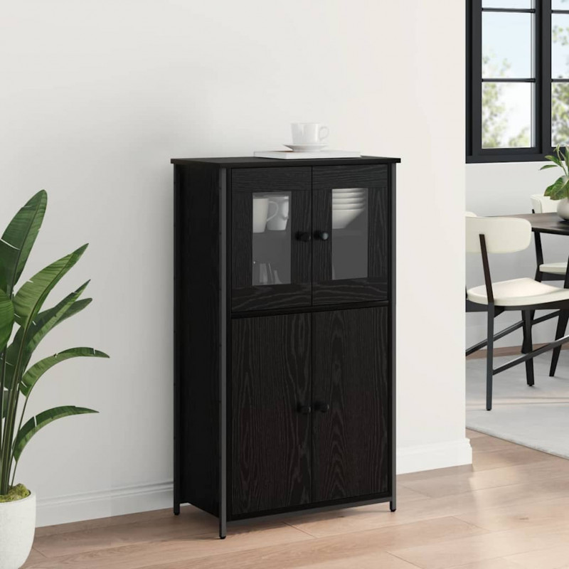 Highboard Czarny Dąb 62 x 32 x 106,5 cm Materiał drewnopochodny