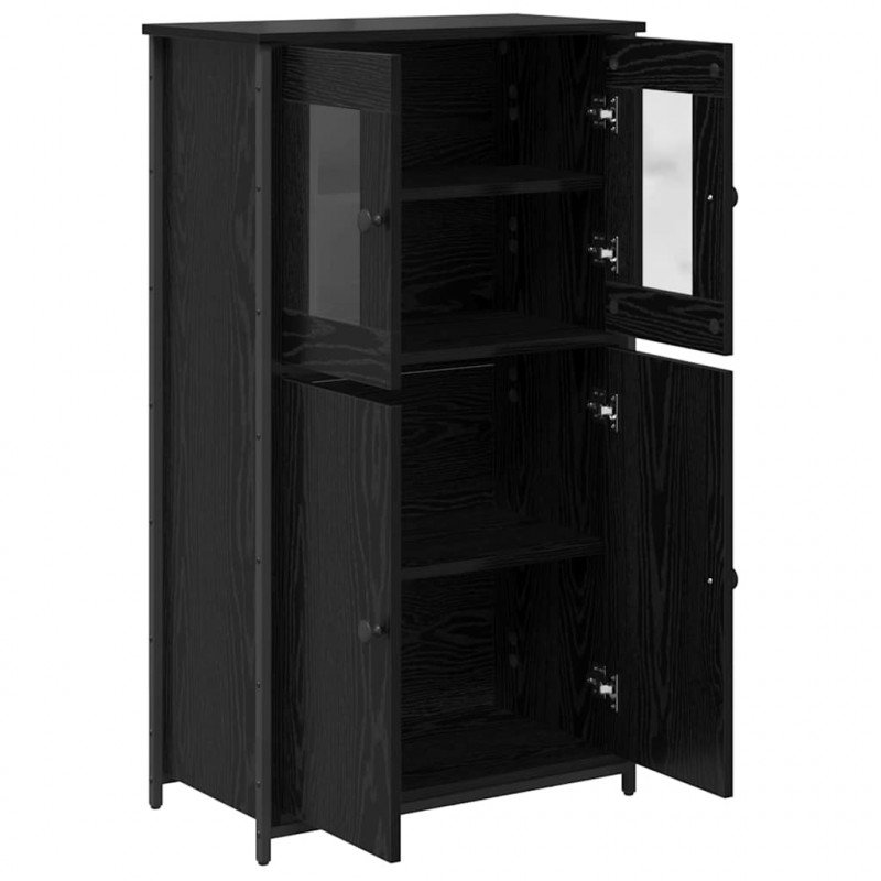 Highboard Czarny Dąb 62 x 32 x 106,5 cm Materiał drewnopochodny
