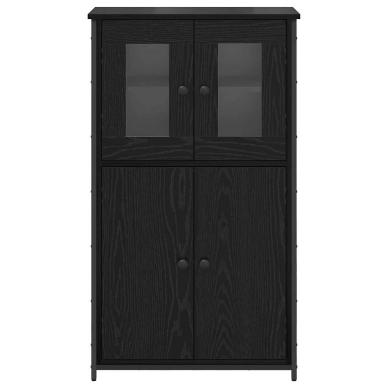 Highboard Czarny Dąb 62 x 32 x 106,5 cm Materiał drewnopochodny