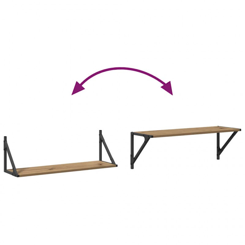 Półki ścienne z półką 2 pcs Dąb rzemieślniczy 80 x 25 x 25,5 cm