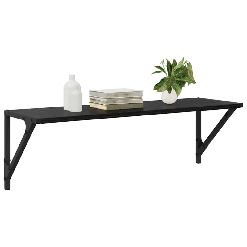 Półki ścienne z półką 2 pcs Czarny Dąb 80 x 25 x 25,5 cm