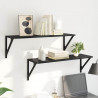 Półki ścienne z półką 2 pcs Czarny Dąb 80 x 25 x 25,5 cm