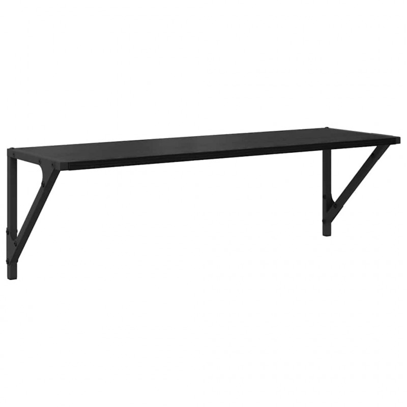 Półki ścienne z półką 2 pcs Czarny Dąb 80 x 25 x 25,5 cm