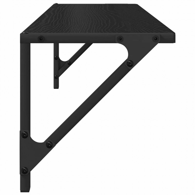 Półki ścienne z półką 2 pcs Czarny Dąb 80 x 25 x 25,5 cm