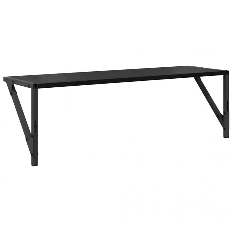 Półki ścienne z półką 2 pcs Czarny Dąb 80 x 25 x 25,5 cm